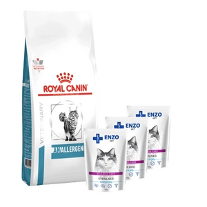 ROYAL CANIN Anallergenic Cat 2kg + ENZO VET Sterilizuota dieta sterilizuotoms katėms su kalakutiena želė 3x100g