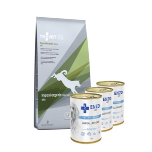 TROVET HPD Hypoallergenic - Horse (šuniui) 10kg + ENZO VET Hipoalerginė dieta su kalakutiena šunims 3x400g
