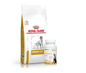 ROYAL CANIN Urinary S/O LP18 7,5kg + LAB-V Urinary Dog - Pagalba šunims sergant šlapimo takų infekcija 45 kapsulės