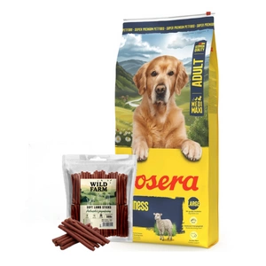 JOSERA Adult Optiness 12,5kg + WILD FARM ėrienos lazdelės 500g skanėstai šunims