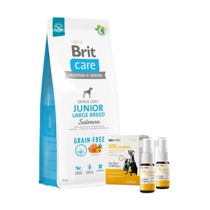BRIT CARE GRAIN FREE JUNIOR LARGE SALMON & POTATO 12KG + Lab-V ADE Complex - vitaminų A, D ir E kompleksas šunims ir katėms