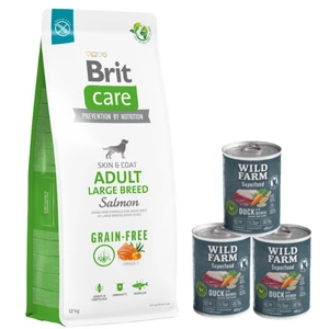 BRIT CARE Dog Grain-free Adult Large Breed Salmon 12kg + Wild Farm Superfood Duck 3x400 g pašaro šunims be grūdų