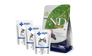 Farmina N&D Prime feline LAMB & BLUEBERRY ADULT 5kg + ENZO VET Renal su jautiena želė katėms 3x100g