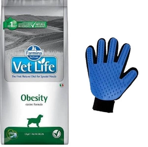 FARMINA Vet Life Šunų nutukimas 12kg + nemokama šukavimo pirštinė