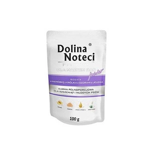 Dolina Noteci PREMIUM mažoms veislėms JUNIOR su triušių kepenėlėmis ir elnio liežuviu paketėlis 100g