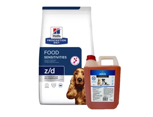 HILL'S PD Prescription Diet Canine z/d Jautrumas maistui 10kg + LAB V Lašišų aliejus šunims ir katėms 5000ml