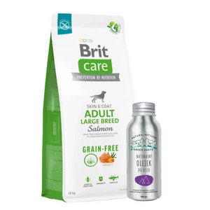 BRIT CARE Dog Grain-free Adult Large Breed Salmon 12kg + NEMOKAMAS JM SANTE NATURAL EAR OIL šunims ir katėms 100 ml