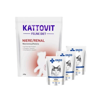 Kattovit Niere/Renal 400g sauso maisto + ENZO VET Renal su vištiena padaže katėms 3x100g