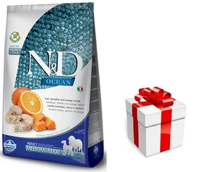 FARMINA N&D Ocean canine COD, PUMPKIN & ORANGE ADULT MEDIUM & MAXI 12kg + STAIGMENA ŠUNUI