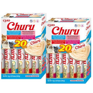 INABA Churu katėms - skonių mišinys su tunu ir jūros gėrybėmis 40x14g