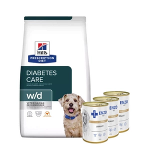 HILL'S PD Prescription Diet Canine w/d 10kg + ENZO VET Urinary nuo šlapimo takų ligų su vištiena šunims 3x400g