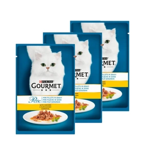 Purina Gourmet Perle kačių maistas mini filė padaže su vištiena 3x85 g