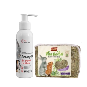 OVER ZOO Šampūnas graužikams ir triušiams 125ml + VITAPOL Šienas graužikams 250g