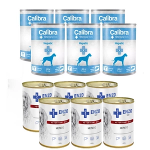 Calibra Veterinary Diets Dog Hepatic 6x400g + ENZO VET Hepatic nuo kepenų ligų šunims 6x400g