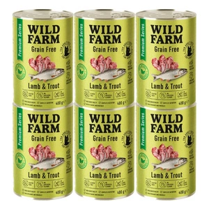 WILD FARM Premium Grain Free Lamb and Trout 6x400g - ėrienos ir upėtakių ėdalas be grūdų