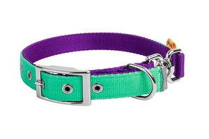 DINGO dvipusė apykaklė 2,5 cm x 65 cm mėtų ir violetinės spalvos