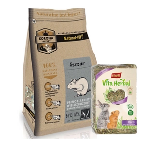 KORONA NATURY Natural-Vit maistas žiurkėms 750g + VITAPOL Šienas stambiems graužikams 800g