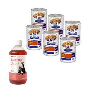 HILL'S PD Prescription Diet Canine u/d 6x370g - skardinė + LAB V Lašišų aliejus šunims ir katėms 500ml