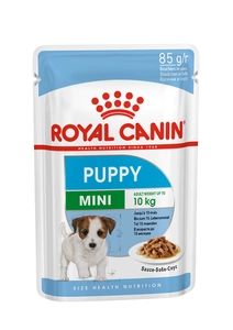 ROYAL CANIN Mini Puppy 12x85g drėgno maisto padaže, skirto mažų veislių šuniukams iki 10 mėn