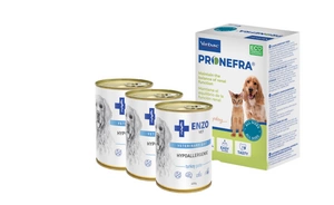 Virbac Pronefra 180ml + ENZO VET Hipoalerginė dieta su kalakutiena šunims 3x400g