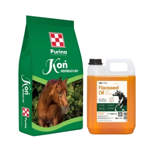 Purina Recreational Horse 20 kg + Lab-v Linų sėmenų aliejus – 100 % šalto spaudimo linų sėmenų aliejus arkliams 5000 ml