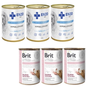 BRIT GF Veterinary Diets Dog Hypoallergenic 3x400g + ENZO VET Hipoalerginė dieta su kalakutiena šunims 3x400g