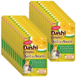 INABA Dashi Delights šilkinis sultinys su vištiena, tunu ir šukutėmis 24x40g
