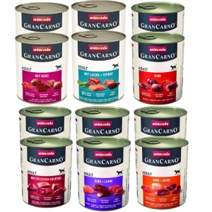 ANIMONDA Grancarno suaugusiems šunims skirtas maistas su įvairiais skoniais, 12x800 g