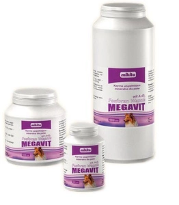 MIKITA MEGAVIT Kalcio fosfatas + vitaminas A+D3 - vitaminų ir mineralų preparatas šunims 50tab.