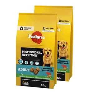 PEDIGREE® Adult Professional Nutrition 2x12 kg su jautiena ir daržovėmis - sausas visavertis ėdalas suaugusiems didelių ir vidutinių veislių šunims
