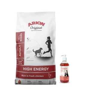 ARION Original High Energy Active visų veislių 12kg + LAB V Lašišų aliejus šunims ir katėms 500ml