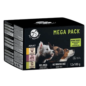Pet Republic mažų veislių šunų drėgnas ėdalas gabalėliais švelniame padaže MIX 3 skonių 12x100g
