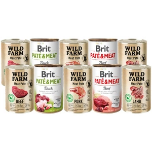 BRIT PATE & MEAT + WILD FARM Pate skonių mišinys 10x400g