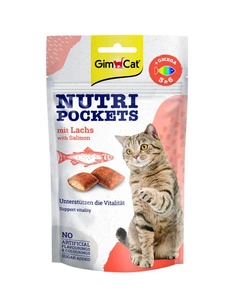 GIMCAT NUTRI POCKETS Lašišos užkandis su Omega 3 ir 6 60g
