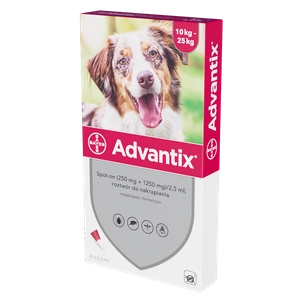 Advantix lašai nuo blusų ir erkių šunims nuo 10 iki 25 kg (4 pipetės)