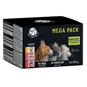 PetRepublic drėgnas kačių ėdalas švelniame padaže MIX 3 skonių 12x100g