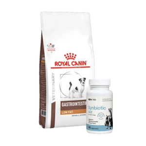 ROYAL CANIN Gastro Intestinal Low Fat Small Dog 1,5kg + LAB-V Synbiotic Vet - virškinamojo trakto sveikata ir žarnyno mikroflora šunims ir katėms 45 kapsulės