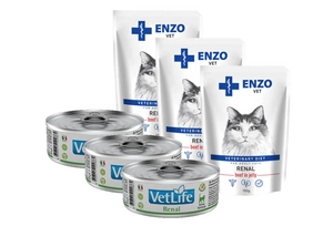 Farmina Vet Life Renal Cat 3x85g + ENZO VET Renal su jautiena želė katėms 3x 100g