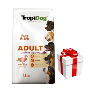 TROPIDOG Premium adult medium & large breed antis su ryžiais 12kg + Staigmena Šunui