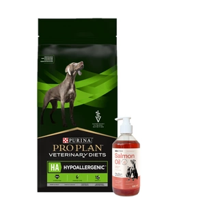 PRO PLAN Veterinary Diets HA hipoalerginis sausas maistas šunims 7kg + LAB V Lašišų aliejus šunims ir katėms 500ml