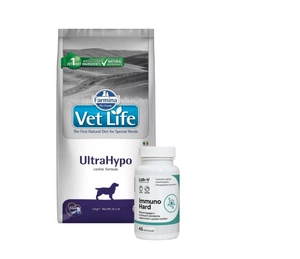 FARMINA Vet Life Dog Ultrahypo 12kg + LAB-V Immuno Hard - imuniteto stiprinimas šunims ir katėms 45 kapsulės