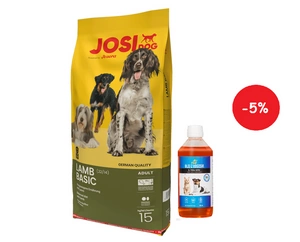 JOSERA JosiDog Lamb Basic 15kg + LAB V Lašišų aliejus šunims ir katėms 500ml