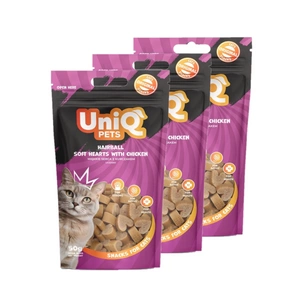 UNIQ PETS skanėstai katėms - minkštos širdelės su vištiena 3x50g