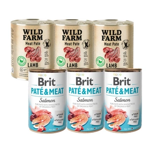 BRIT PATE & MEAT SALMON 3x800g + WILD FARM Pate Lamb 3x800g