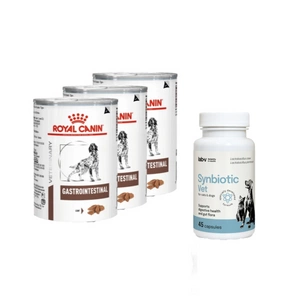 ROYAL CANIN Gastro Intestinal GI25 3x400g skardinė ŠUO + LAB-V Synbiotic Vet - virškinamojo trakto sveikata ir žarnyno mikroflora šunims ir katėms 45 kapsulės