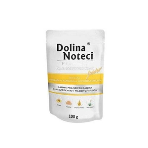 Dolina Noteci PREMIUM mažoms veislėms JUNIOR su vištienos skrandukais ir veršienos kepenėlėmis paketėlis 100g