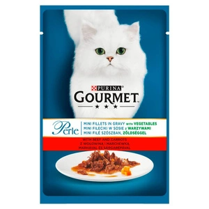 Purina Gourmet Perle kačių maistas mini filė padaže su jautiena ir morkomis 85 g