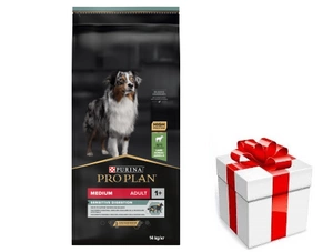 PRO PLAN Sensitive Digestion vidutinio dydžio suaugusių šunų ėdalas su ėriena 14kg + STAIGMENA ŠUNUI