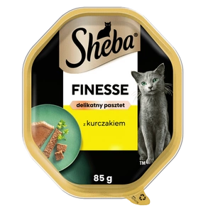 SHEBA Finesse 85 g - drėgnas visavertis pašaras suaugusioms katėms su vištiena, paštete