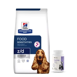 HILL'S PD Prescription Diet Canine z/d Jautrumas maistui 10kg +  Lab-v Derma Twist - odos, kailio ir barjerinio sluoksnio palaikymas šunims ir katėms 60 susukamų kapsulių